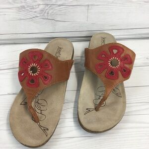 Josef Siebel W Sz 40 / 9 Natalya Thong Sandal Wedge Boho Flowers Hippie